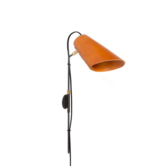 Erik vägglampa med skärm i läder