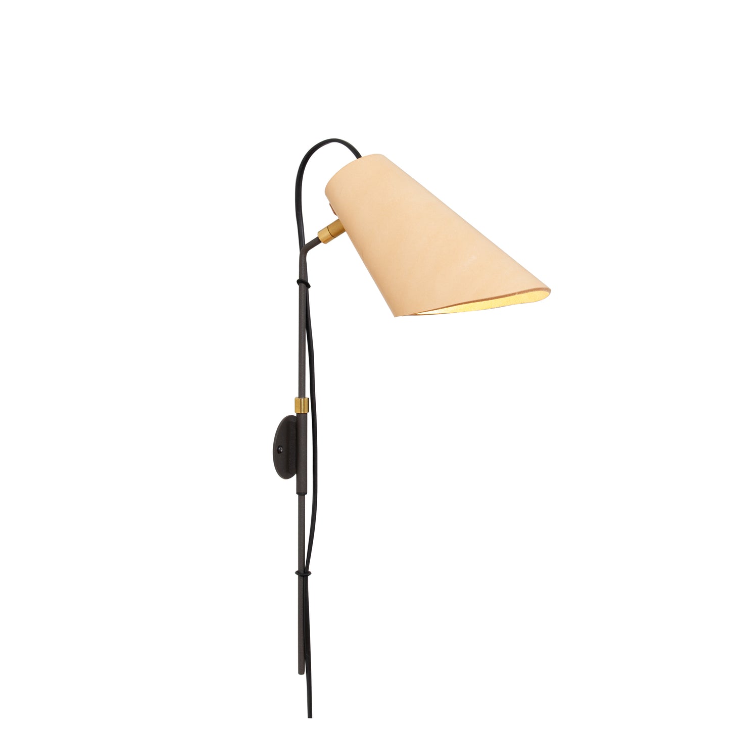 Erik vägglampa med skärm i läder